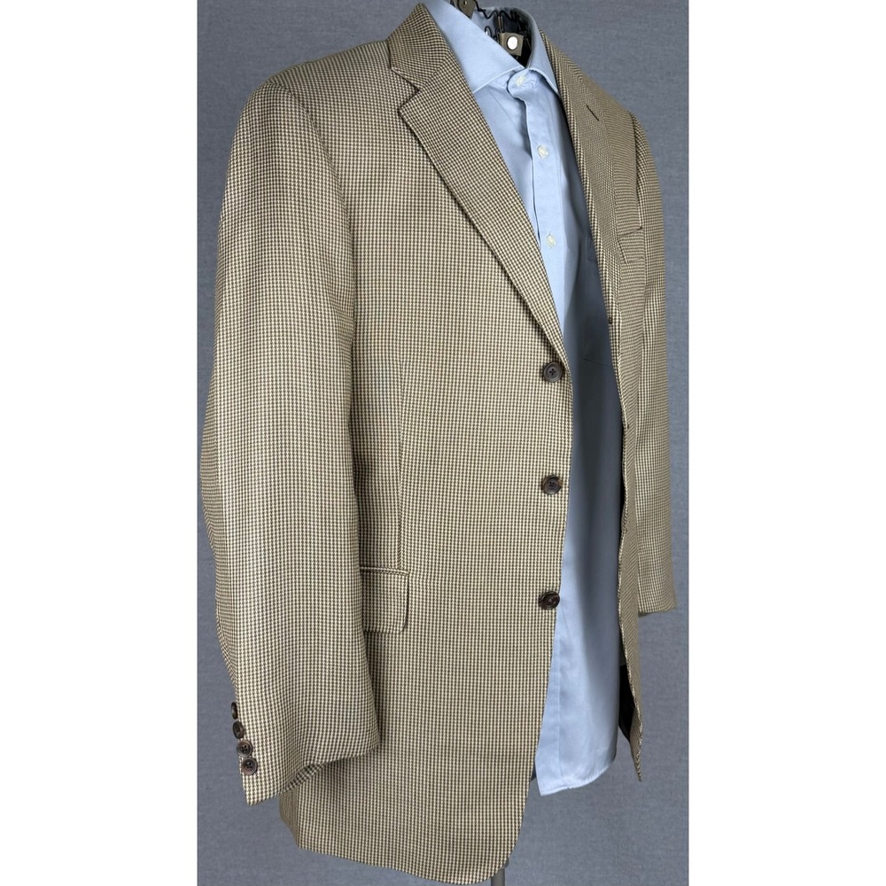 Arnold Brant Mens 42R Bamboo Houndstooth‎ Blazer Sport Coat Tan Brown Canada